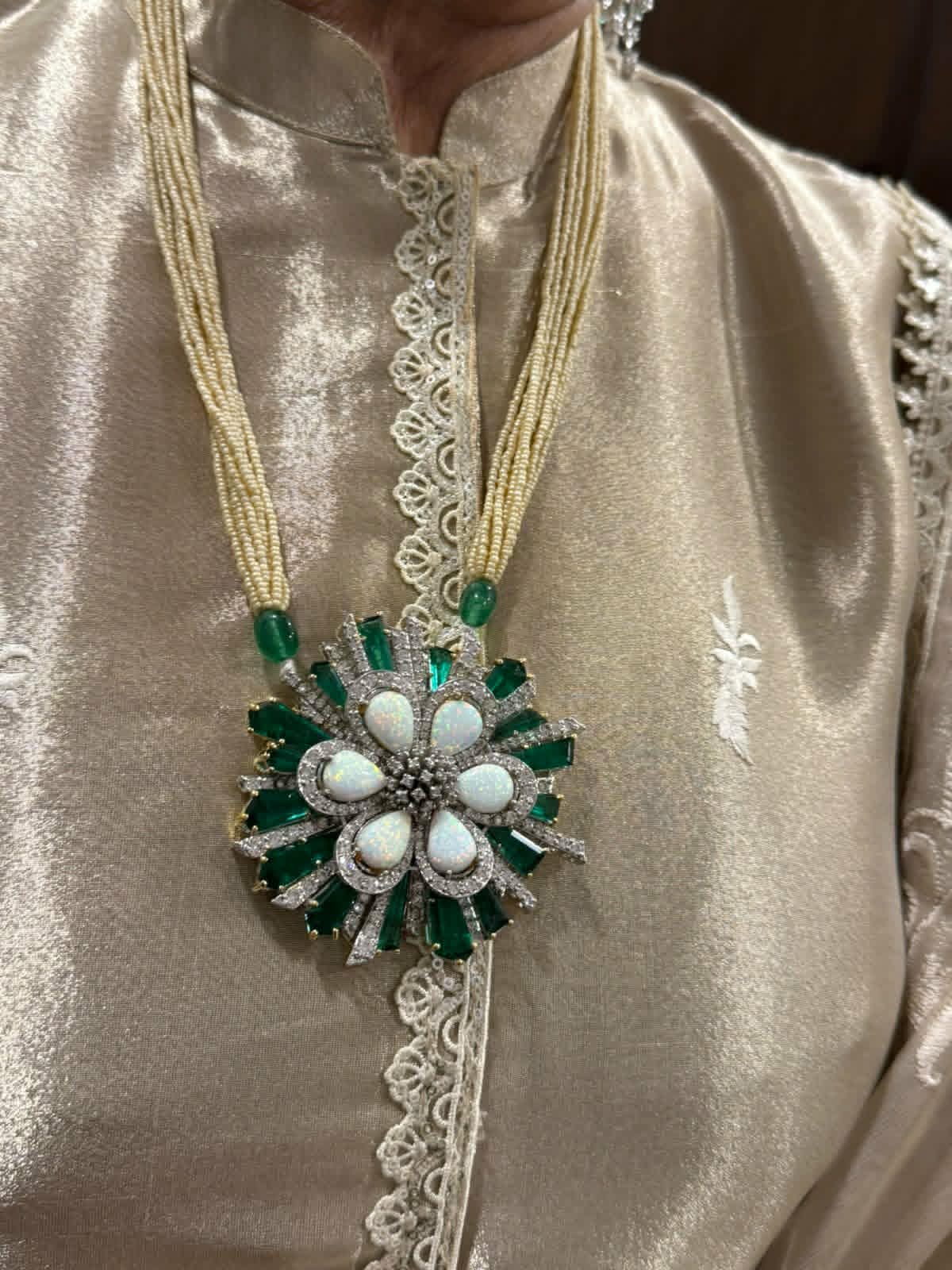 Long Pear multi string necklace