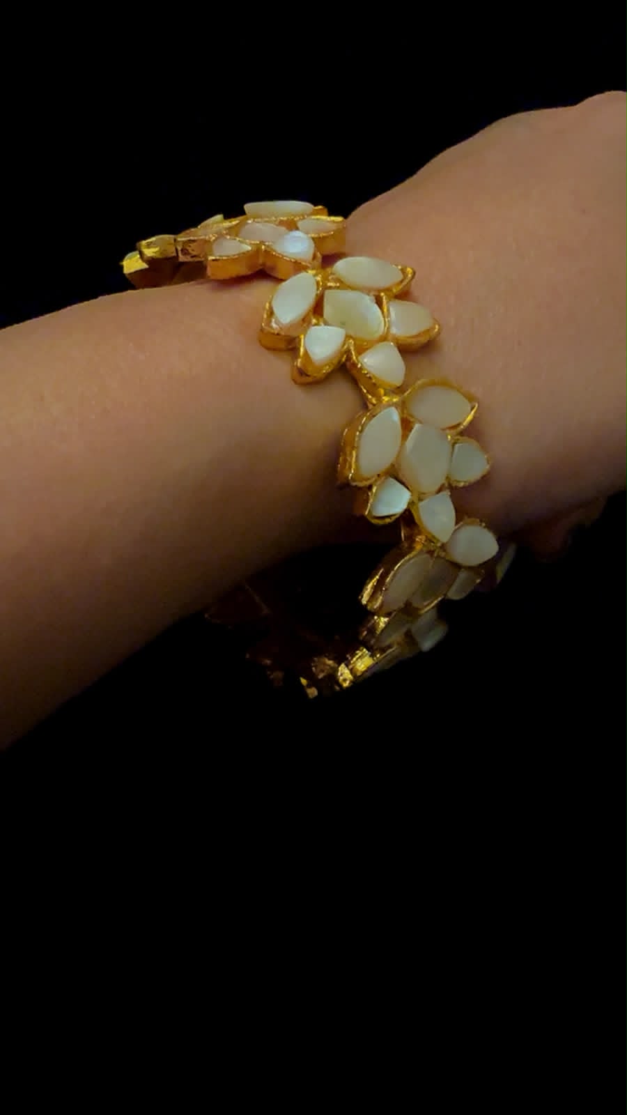 The Maharani Lotus Moonstone Adjustable Bangle