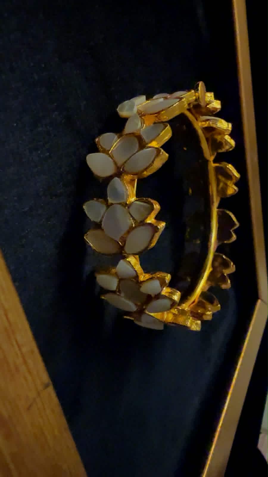 The Maharani Lotus Moonstone Adjustable Bangle