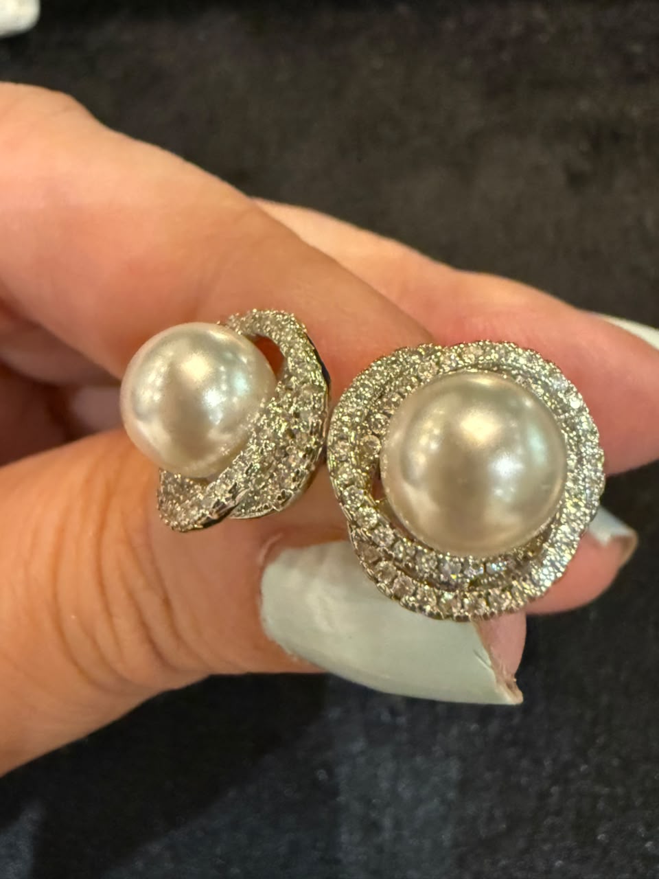 Silver Zirconium Pearl Studs