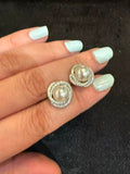 Silver Zirconium Pearl Studs