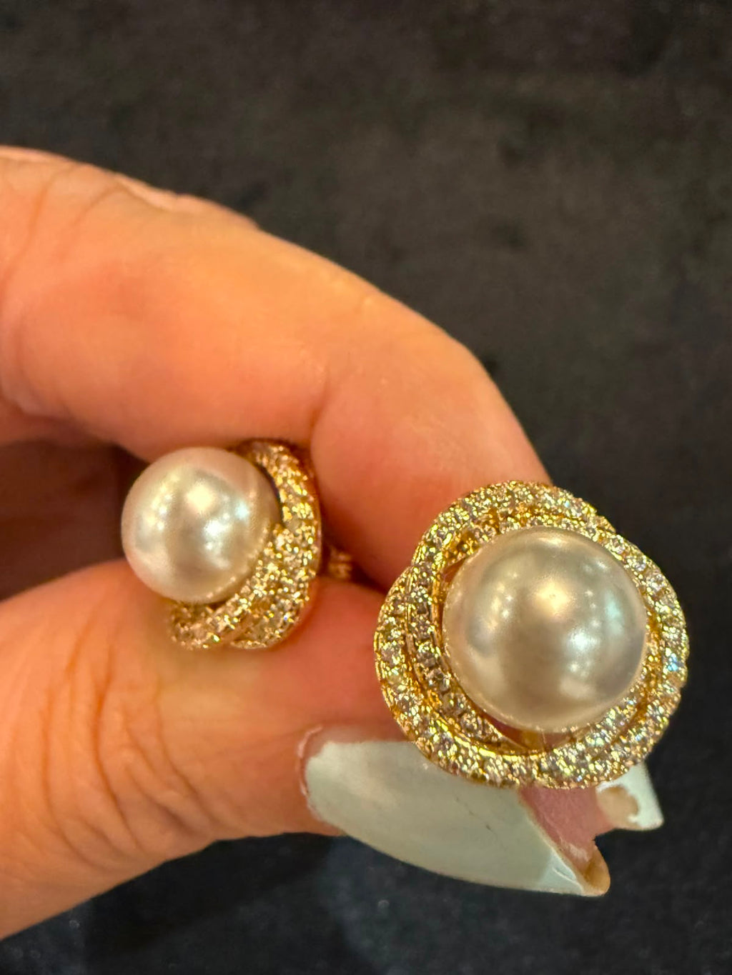 Gold Zirconium Pearl Studs