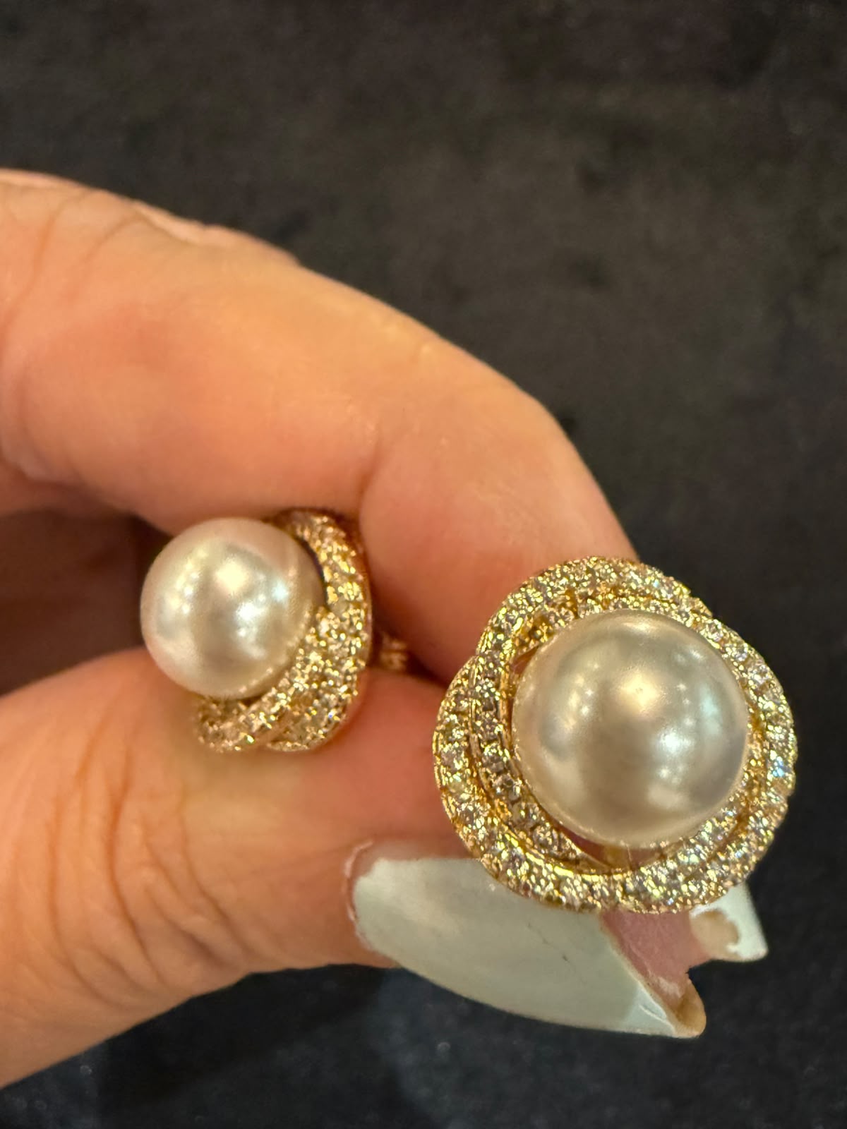 Gold Zirconium Pearl Studs