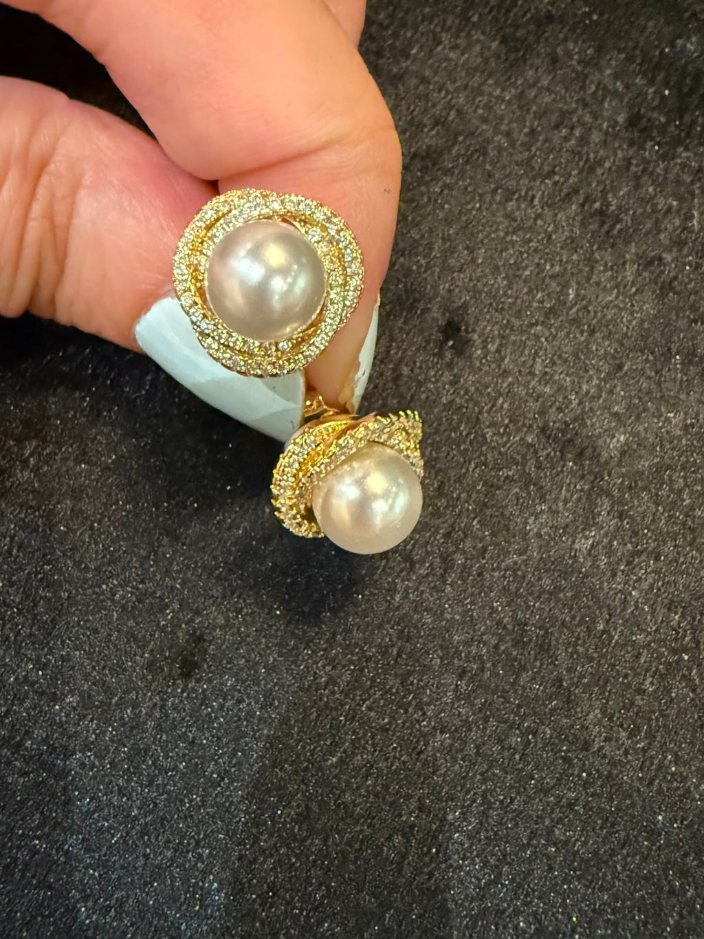 Gold Zirconium Pearl Studs