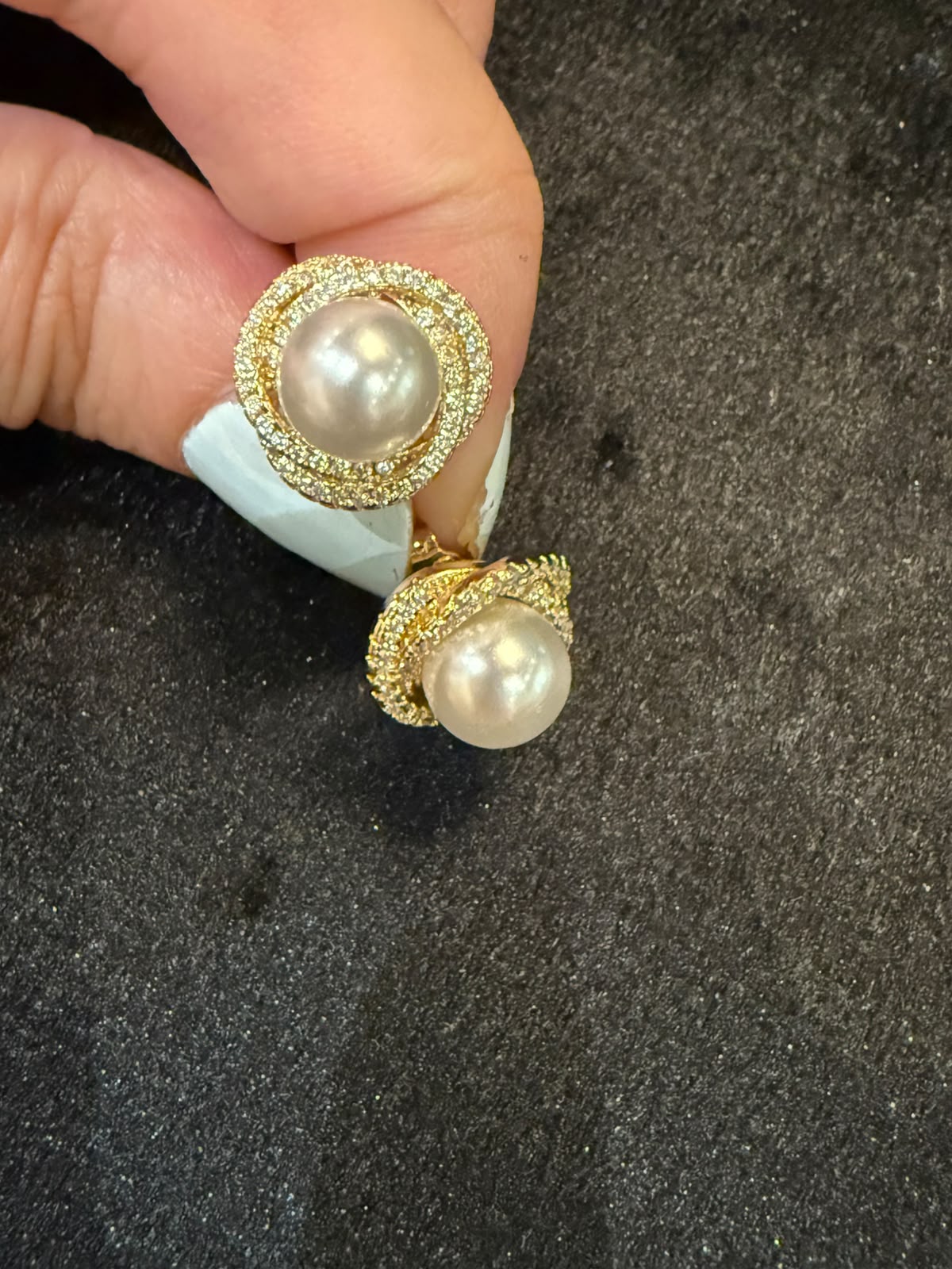 Gold Zirconium Pearl Studs