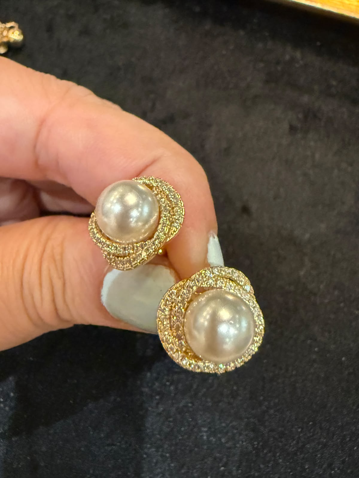 Gold Zirconium Pearl Studs