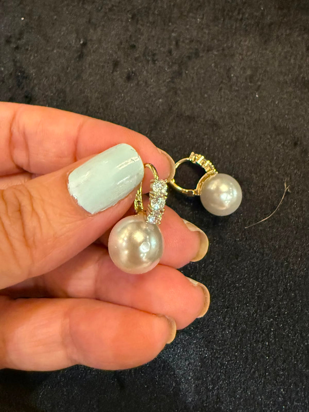 Gold zircon studded pearl studs