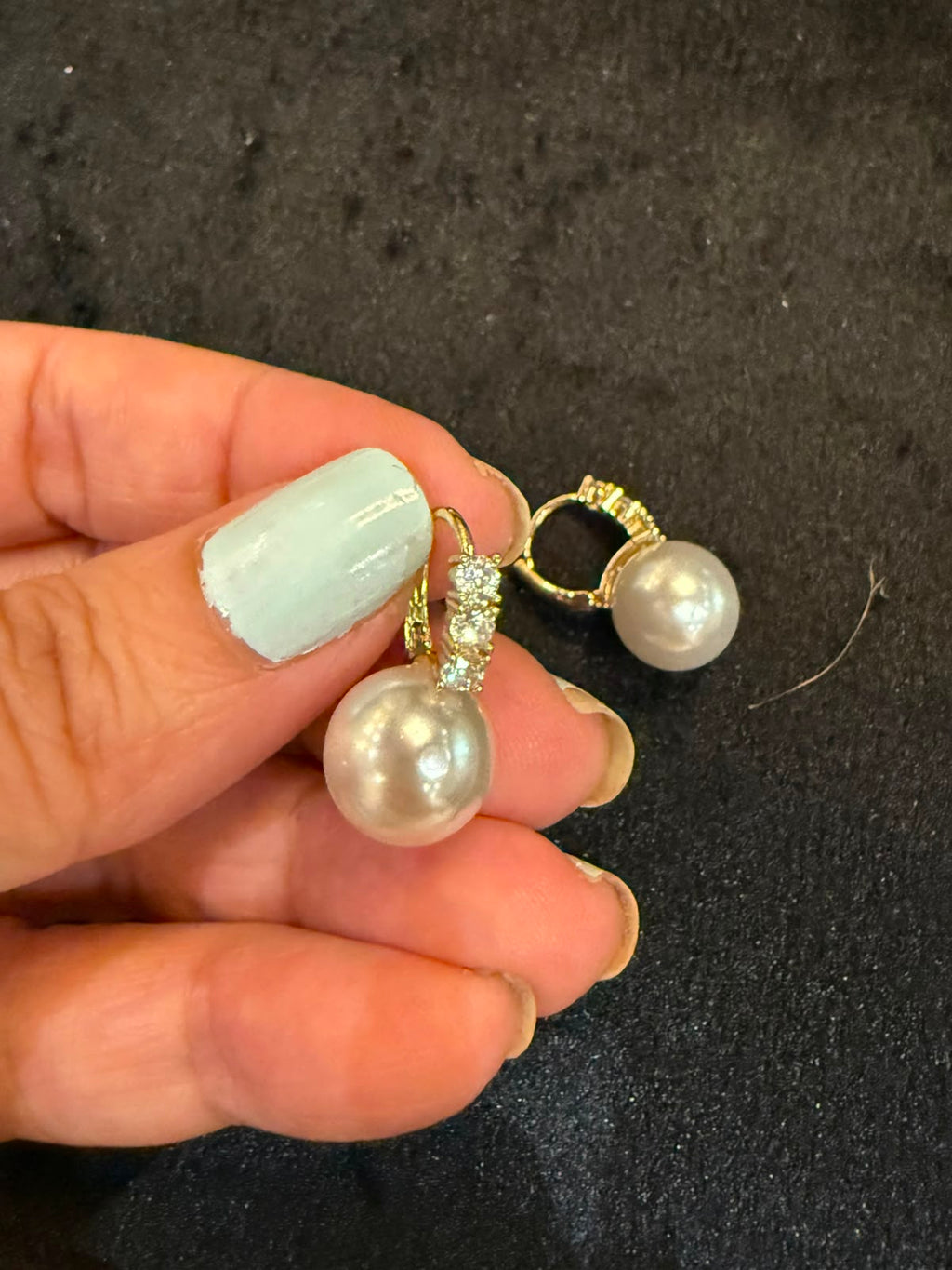 Gold zircon studded pearl studs