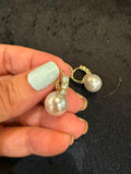 Gold zircon studded pearl studs