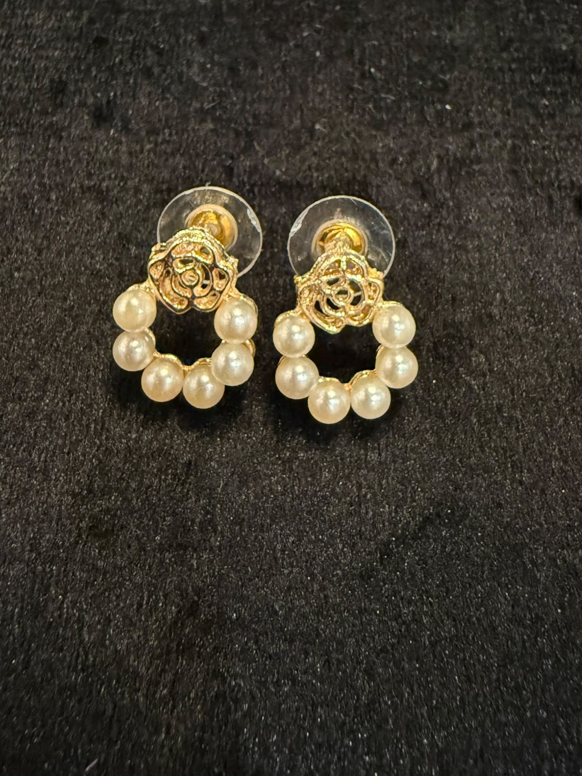 Mini Round Ring pearl studs