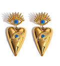 Evil Eye Heart Shaped Drop Earrrings