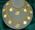 Calligraphic gold plated necklace and bracelet