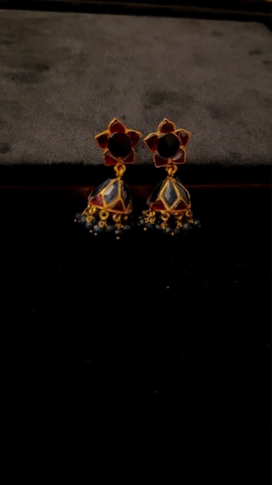 The Maharani Sapphire Ruby Jhumkis