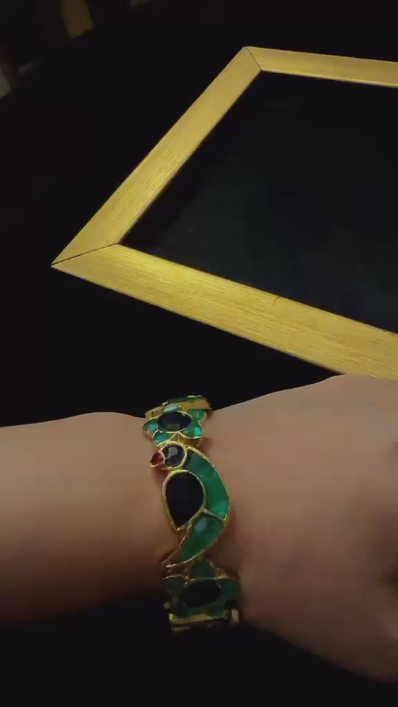 The Maharani 3 toned Parrot Adjustable Bangle