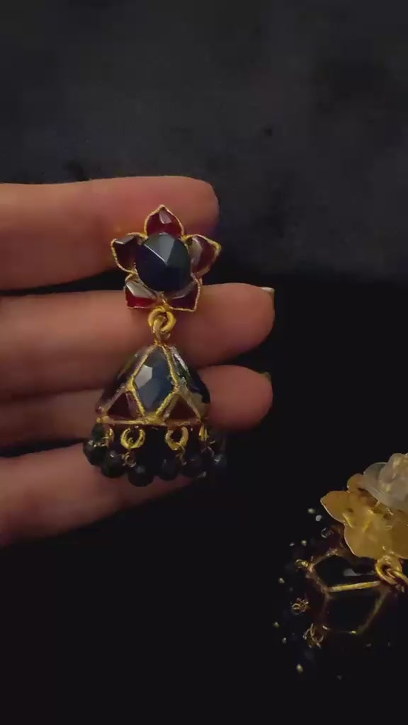 The Maharani Sapphire Ruby Jhumkis