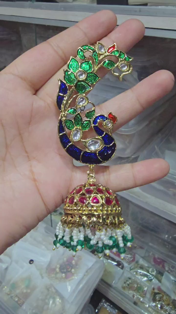 The Maharani Meenakari Peacock Earrings