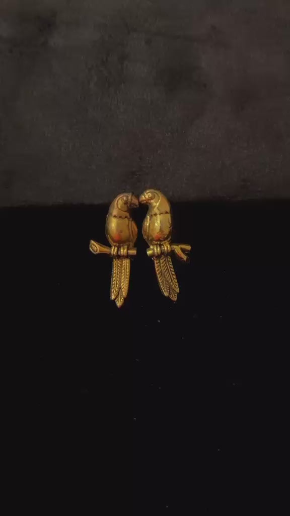 The Talking Parrots on a branch earrings