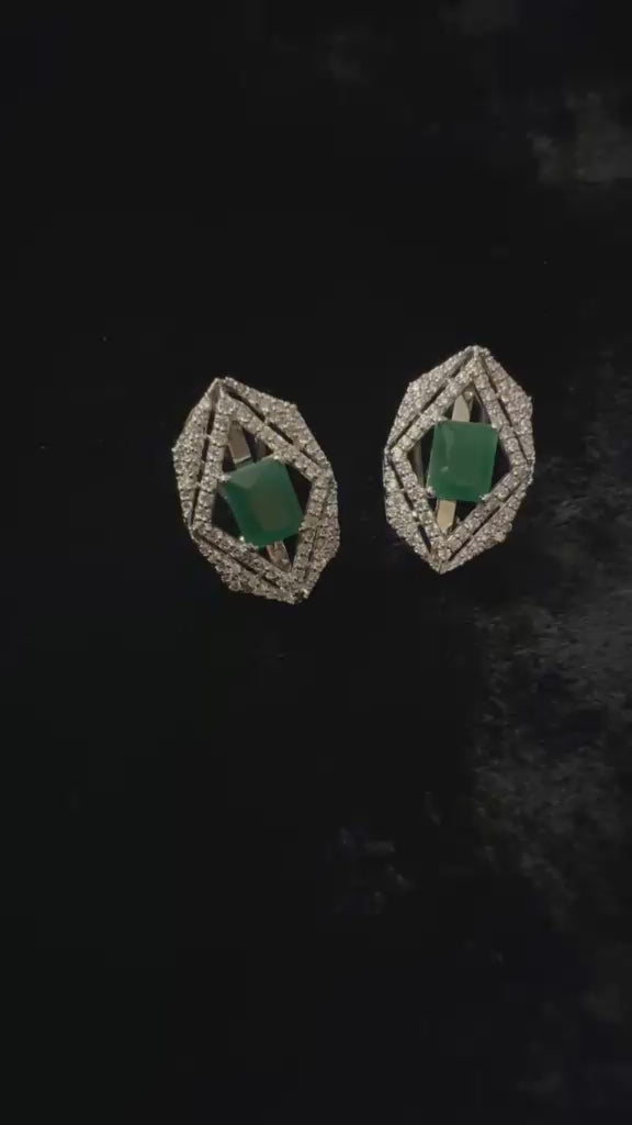 Colombian processed emeralds earrings