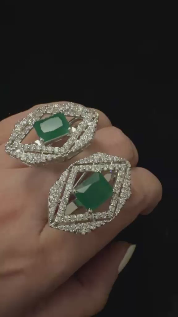Colombian processed emeralds earrings